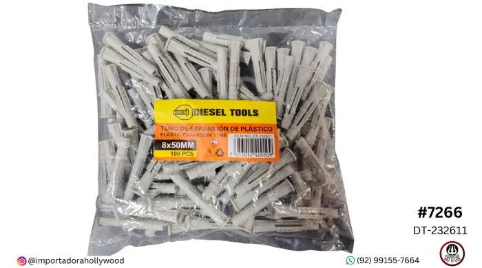 BUCHA FIXAÇÃO PARAFUSO 8X50MM DISEL TOOL C/100PCS DT-232611